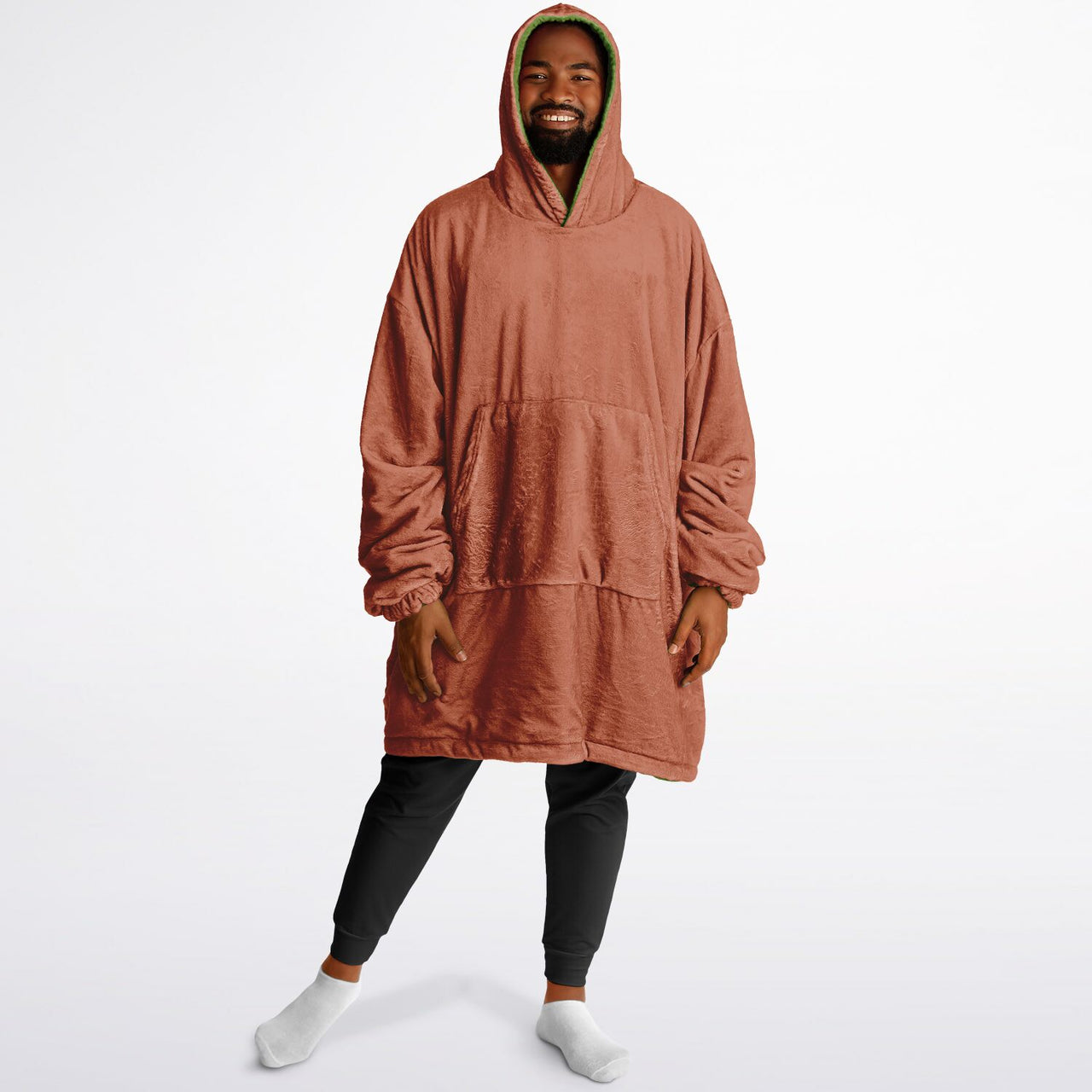 Earthy Tones Olive Drab and Roman Peach Oversized Reversible Hoodie