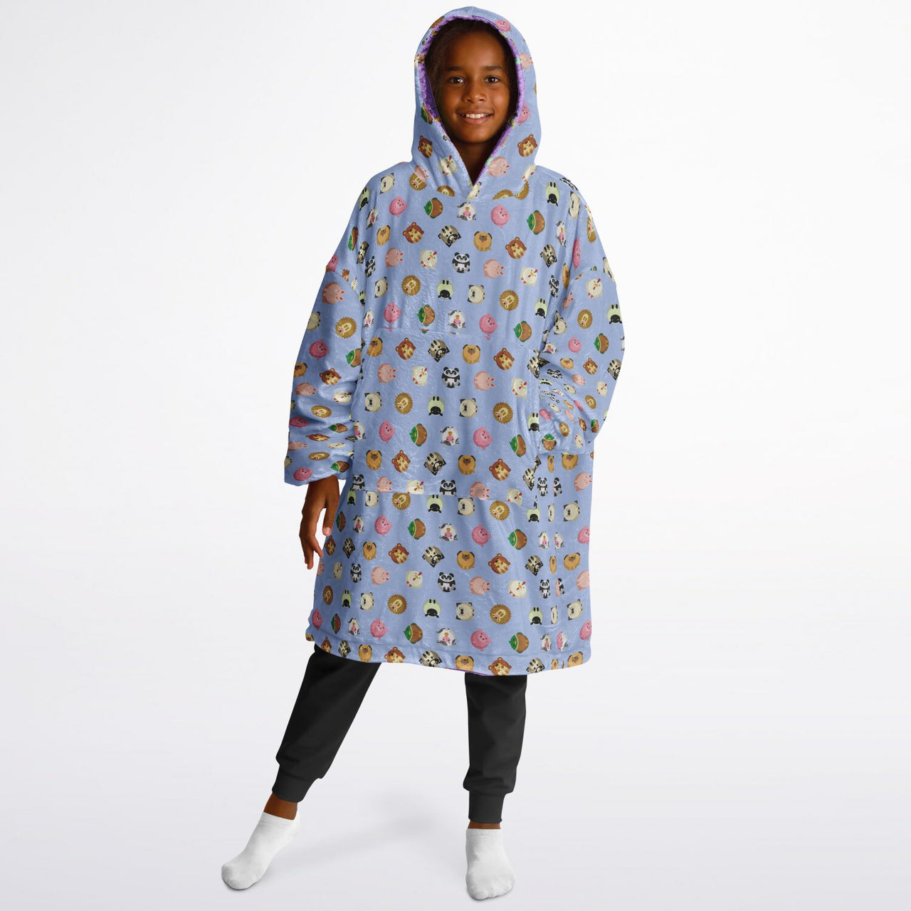 Animal 1 and Animal 2 Pattern Design Oversized Youth Reversible Hoodie