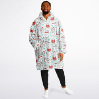 Thumbnail for Christmas Pattern Winter Cat and Winter Christmas Oversized Reversible Hoodie