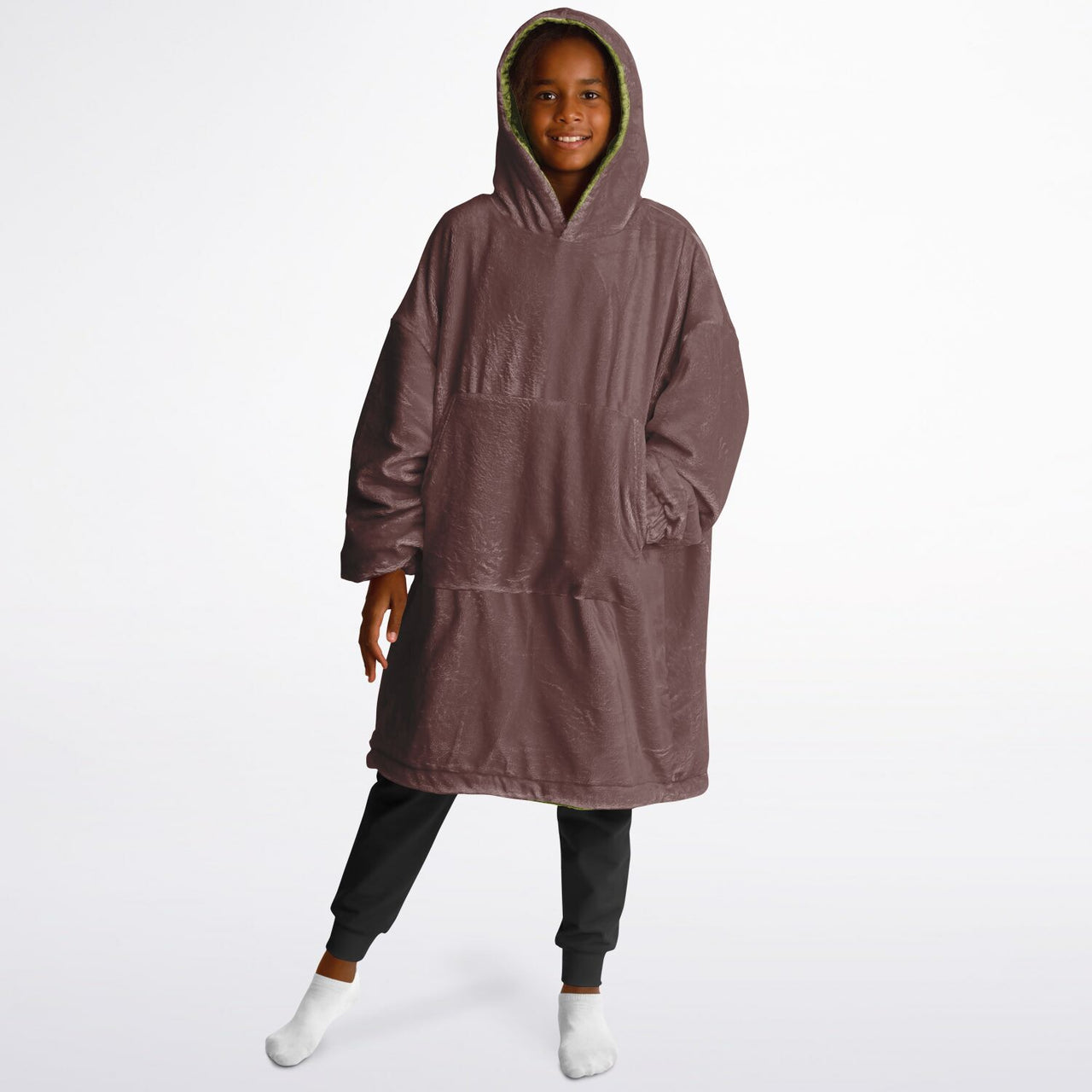 Earthy Tones Olive Green and Rose Taupe Youth Reversible Hoodie