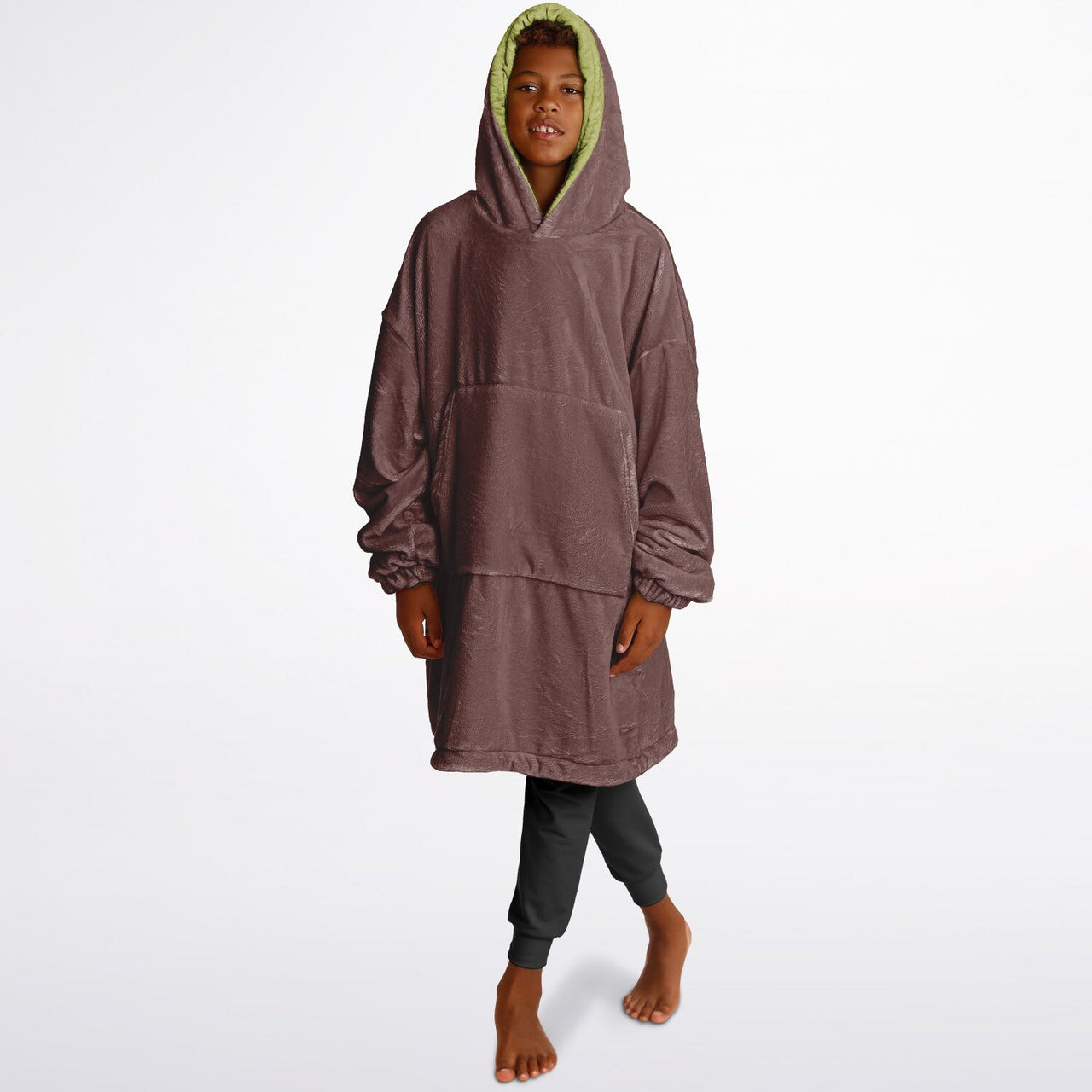 Earthy Tones Olive Green and Rose Taupe Youth Reversible Hoodie