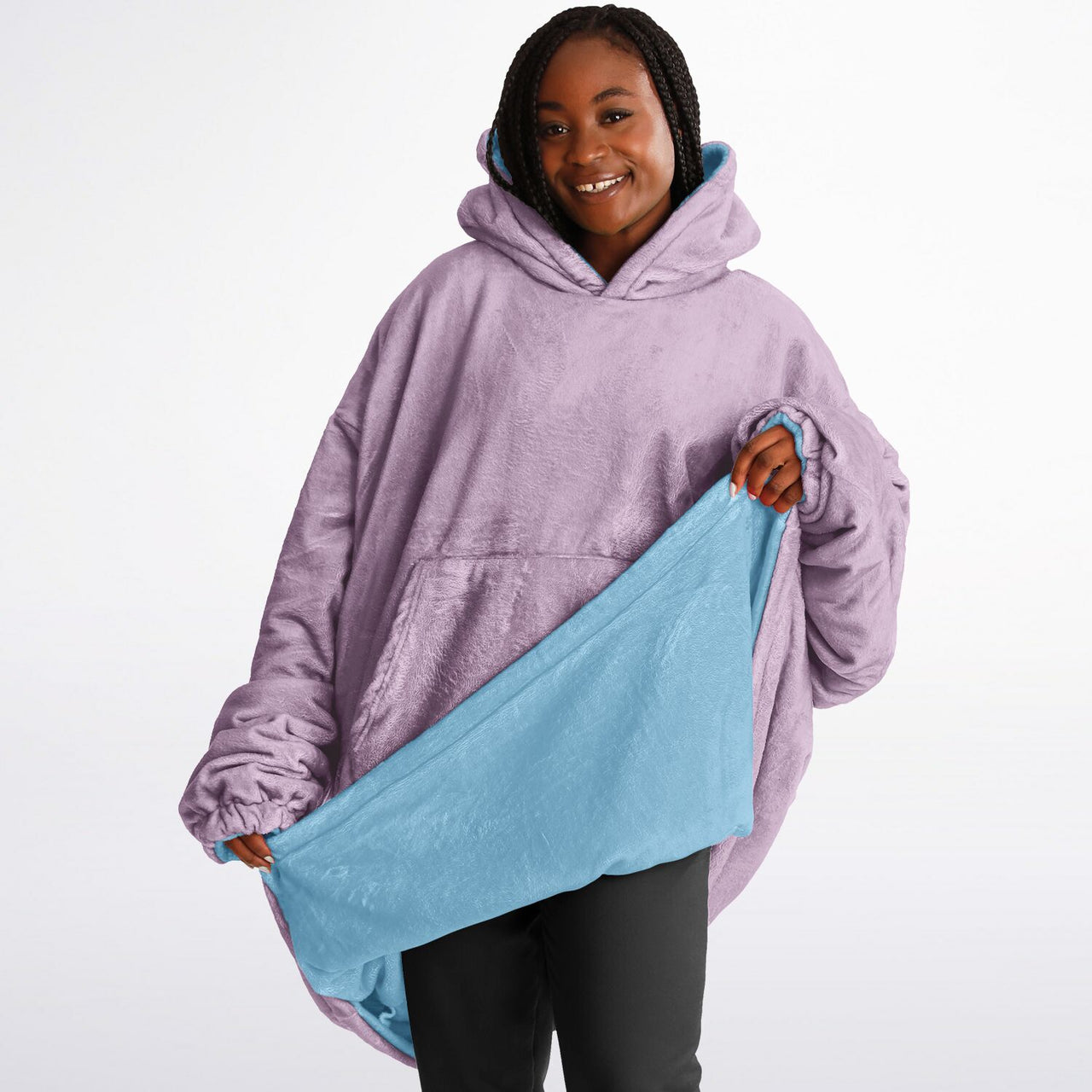 Pastel Sky Blue and Lilac Oversized Reversible Hoodie