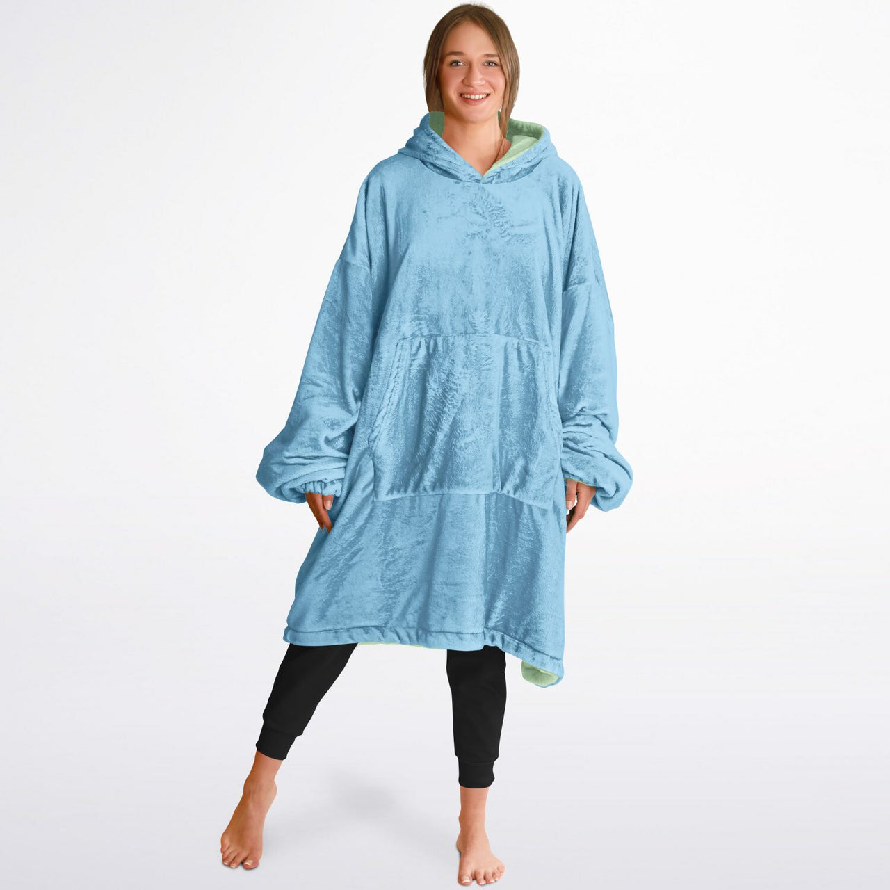 Pastel Pistachio Green and Sky Blue Oversized Reversible Hoodie