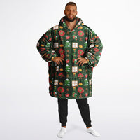 Thumbnail for Christmas Pattern Green Christmas and Checkered 1 Oversized Reversible Hoodie