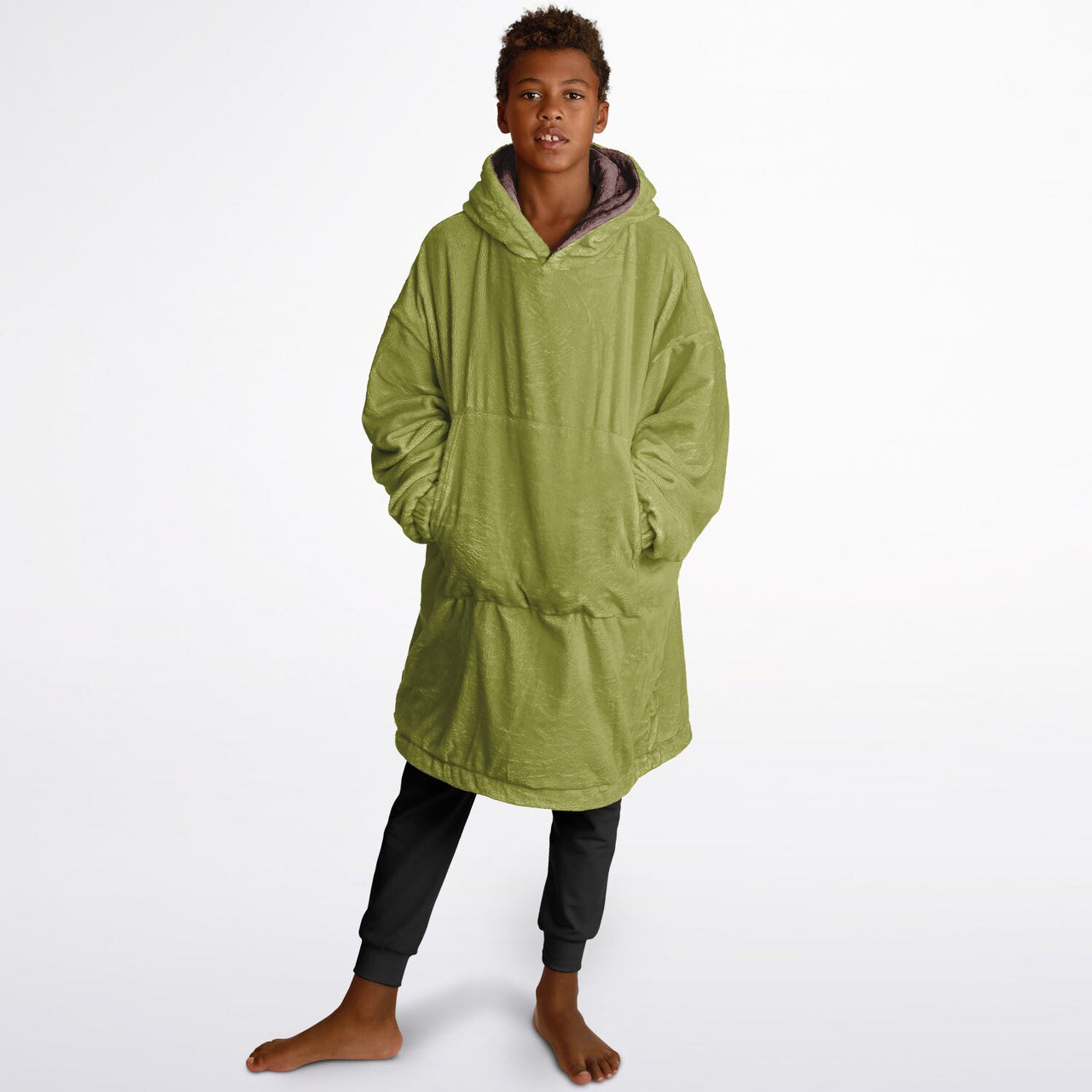 Earthy Tones Olive Green and Rose Taupe Youth Reversible Hoodie