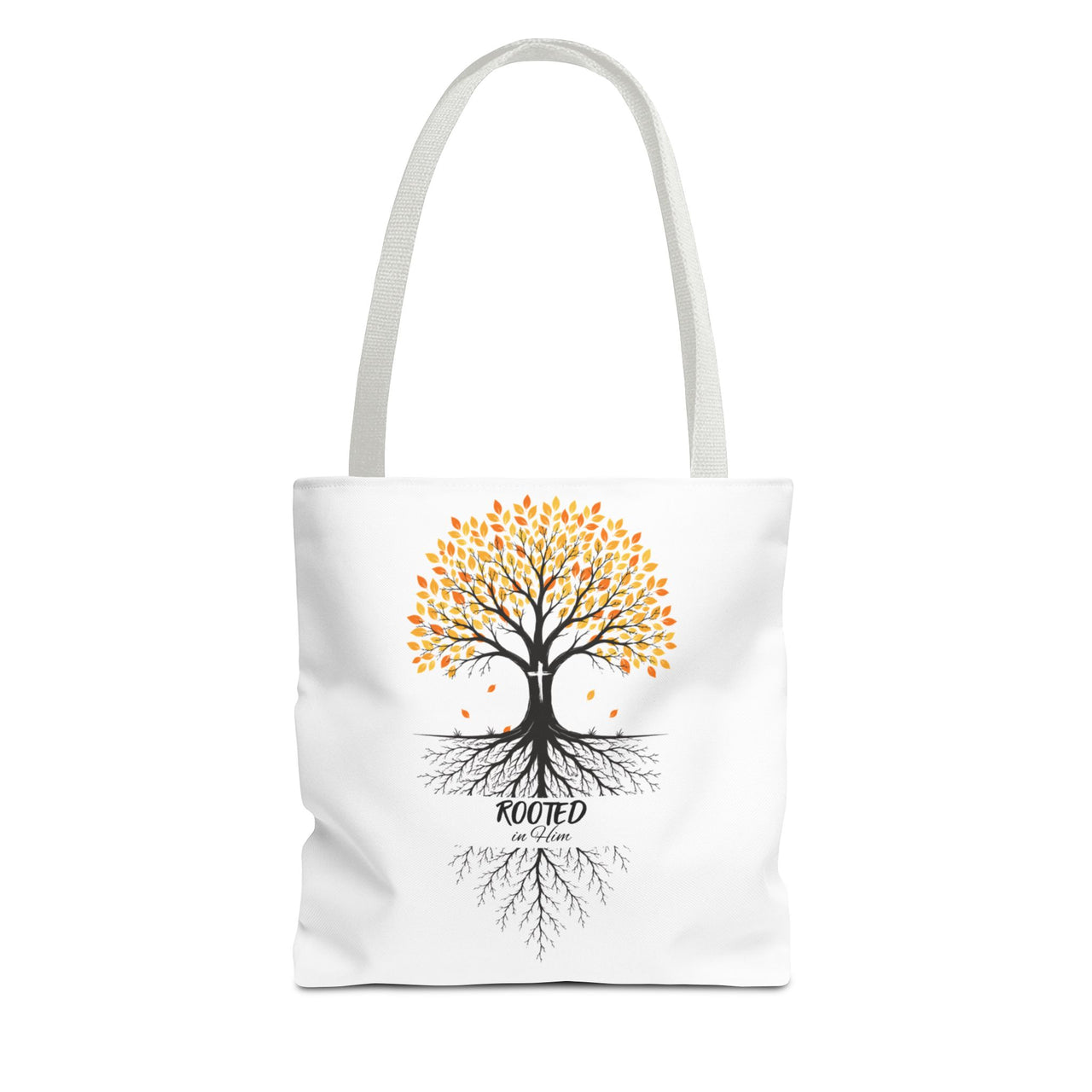Rooted Tree of Life Autumn Tote Bag — 'ROOTED IN HIM' Canvas Tote