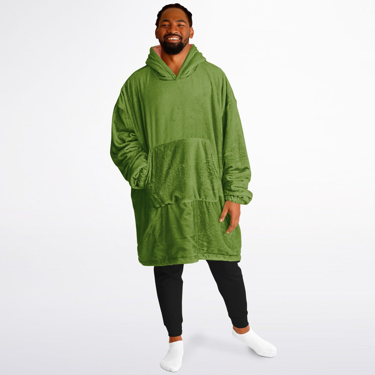 Earthy Tones Olive Drab and Roman Peach Oversized Reversible Hoodie