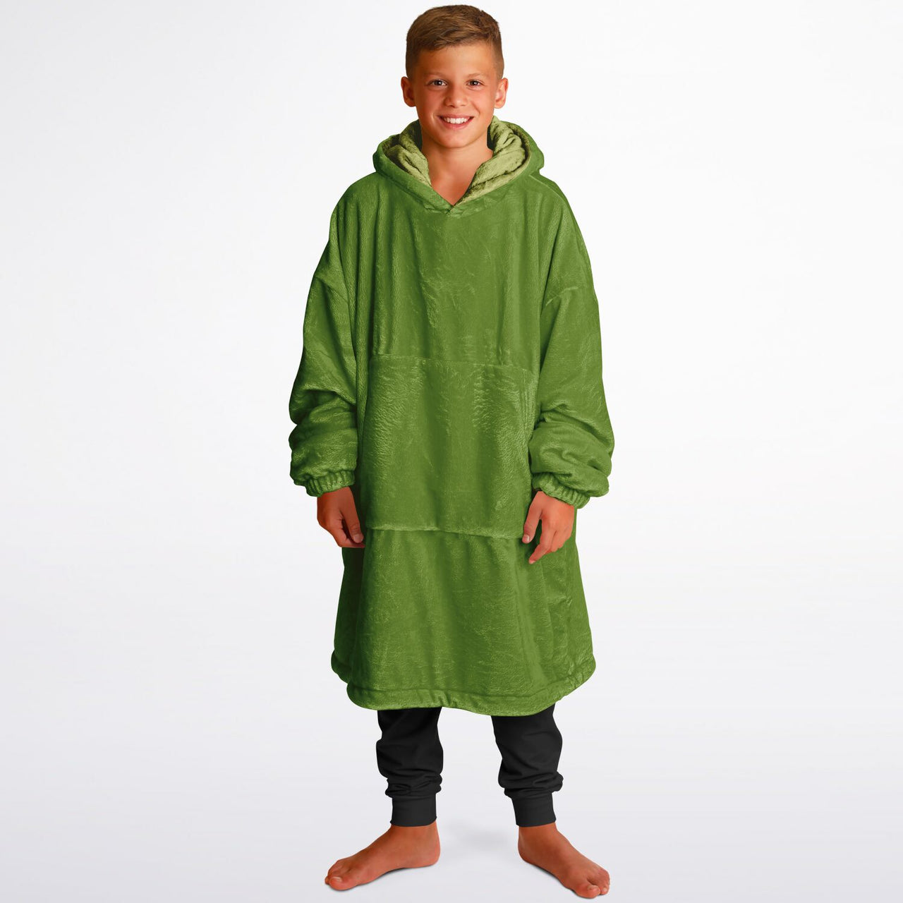 Earthy Tones Olive Drab and Olive Green Youth Reversible Hoodie