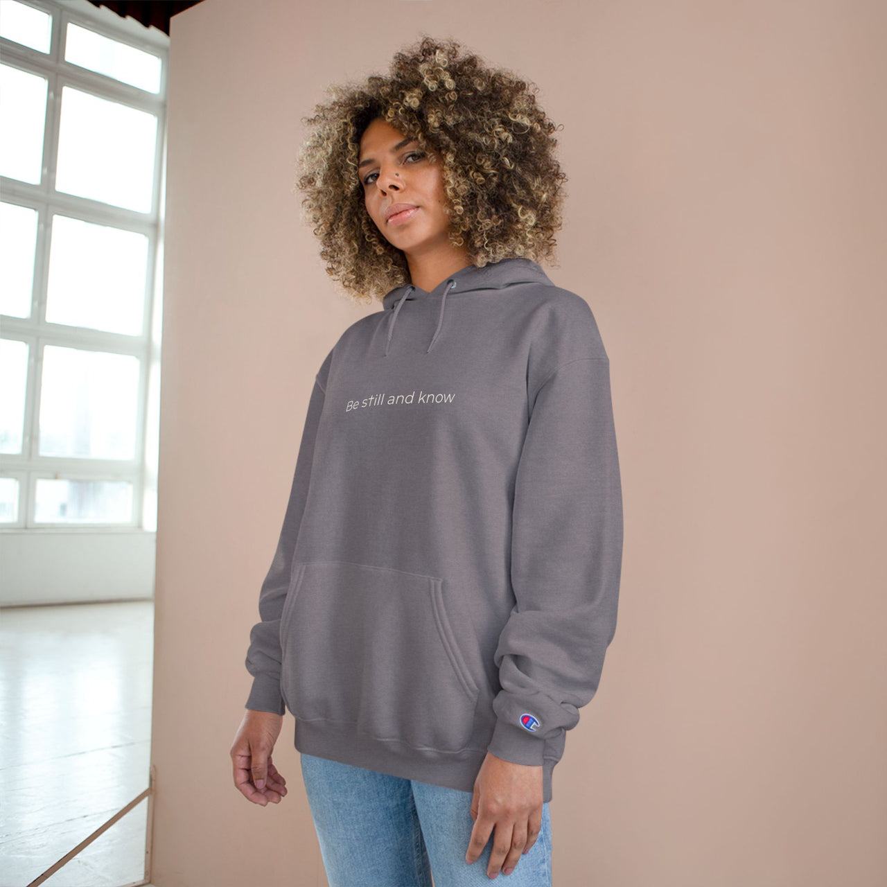 Be Still and Know Hoodie — Minimal Christian Cross Faith Pullover