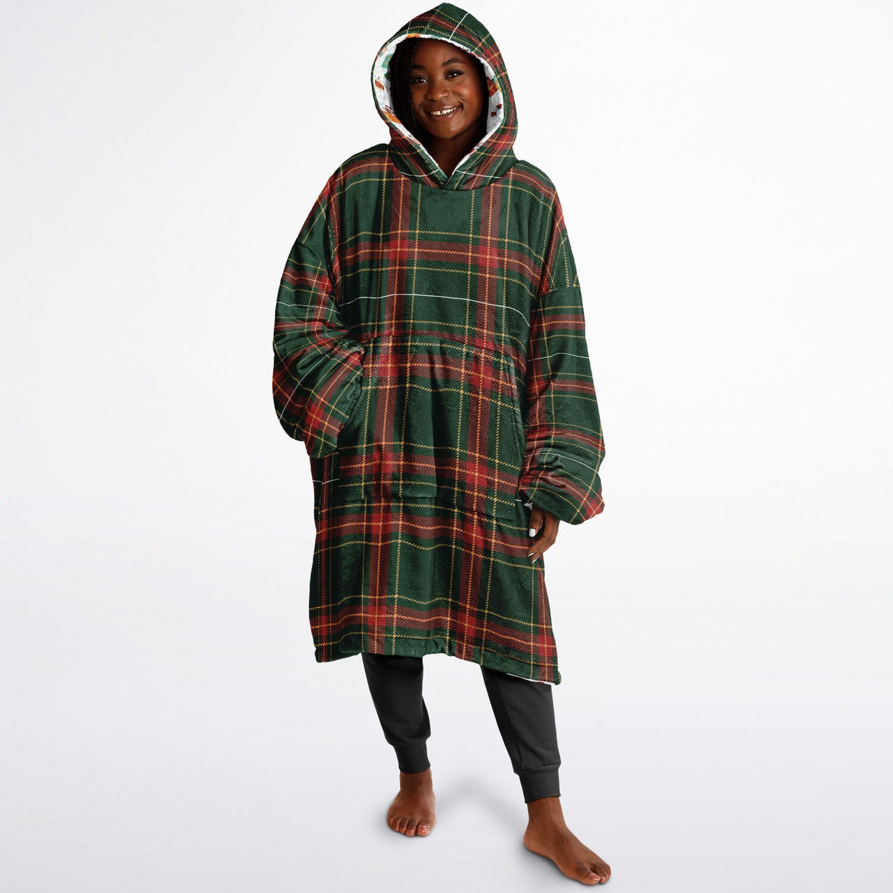Christmas Pattern Winter Christmas and Checkered 1 Oversized Reversible Hoodie
