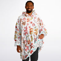 Thumbnail for Christmas Pattern Red Christmas and Winter Cat Oversized Reversible Hoodie