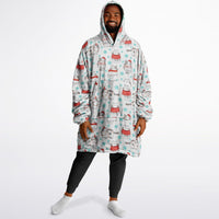 Thumbnail for Christmas Pattern Checkered 2 and Winter Cat Oversized Reversible Hoodie