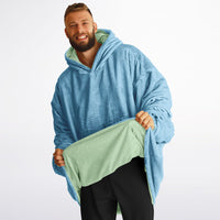 Thumbnail for Pastel Pistachio Green and Sky Blue Oversized Reversible Hoodie