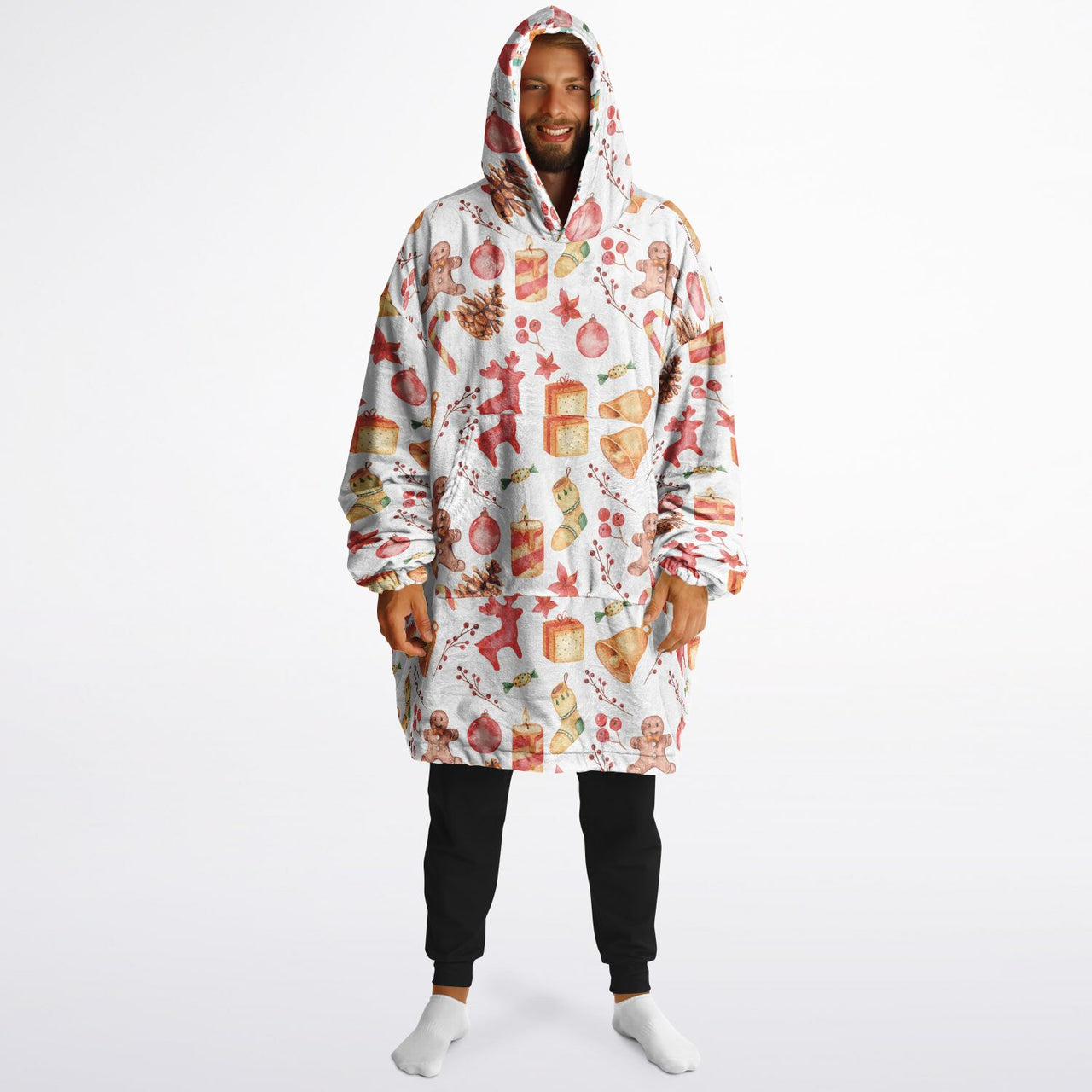 Christmas Pattern Winter Christmas and Red Christmas Oversized Reversible Hoodie