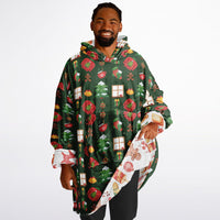 Thumbnail for Green Christmas and Red Christmas Pattern Oversized Reversible Hoodie