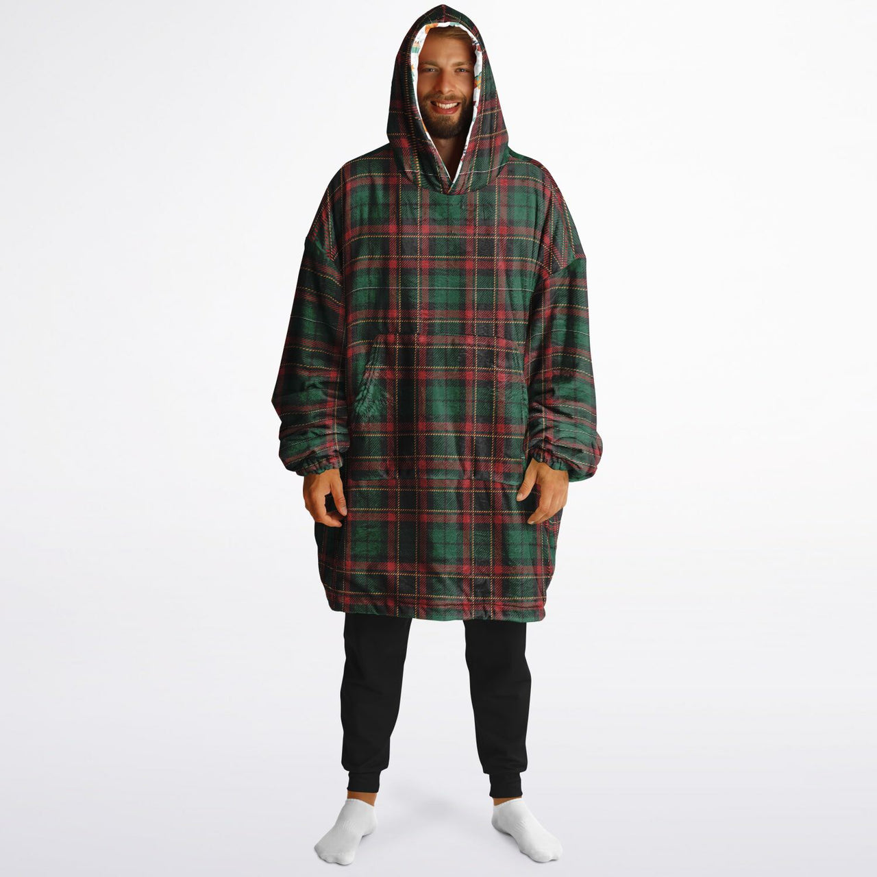 Christmas Pattern Winter Christmas and Checkered 2 Oversized Reversible Hoodie