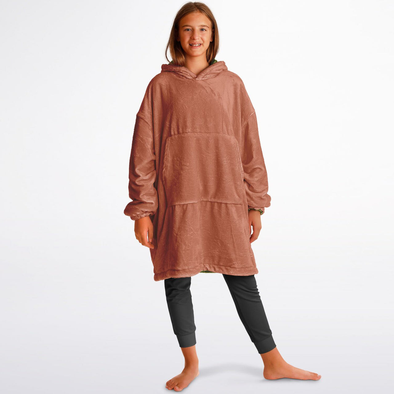 Earthy Tones Roman Peach and Olive Green Youth Reversible Hoodie