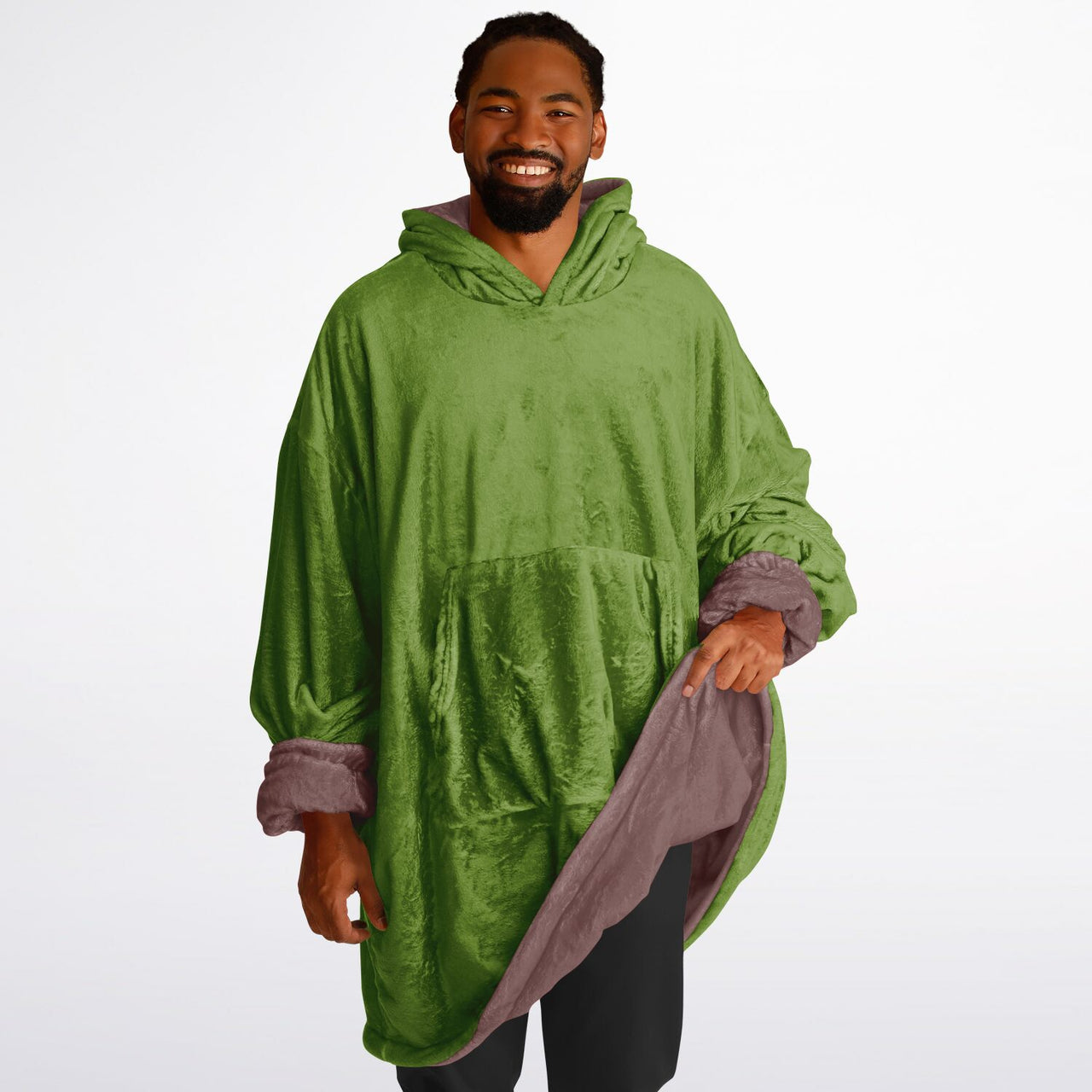 Earthy Tones Olive Drab and Rose Taupe Oversized Reversible Hoodie