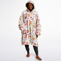 Thumbnail for Green Christmas and Red Christmas Pattern Oversized Reversible Hoodie