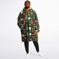 Thumbnail for Christmas Pattern Green Christmas and Checkered 1 Oversized Reversible Hoodie