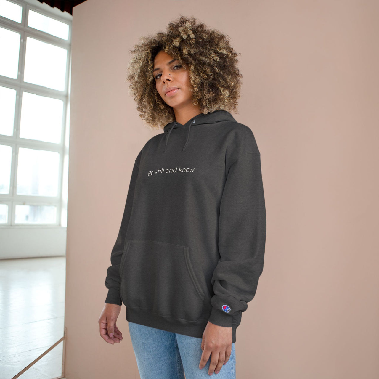 Be Still and Know Hoodie — Minimal Christian Cross Faith Pullover