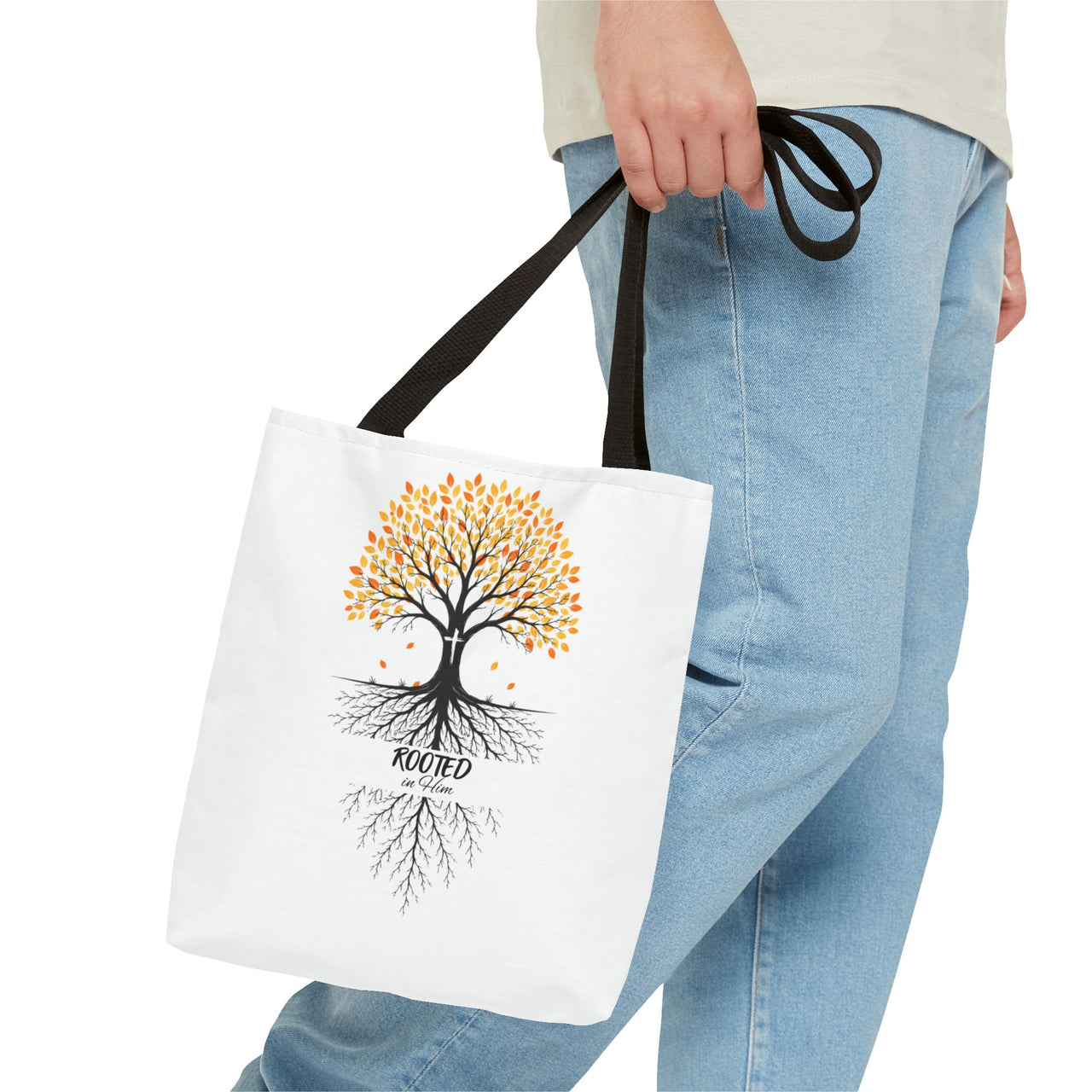 Rooted Tree of Life Autumn Tote Bag — 'ROOTED IN HIM' Canvas Tote