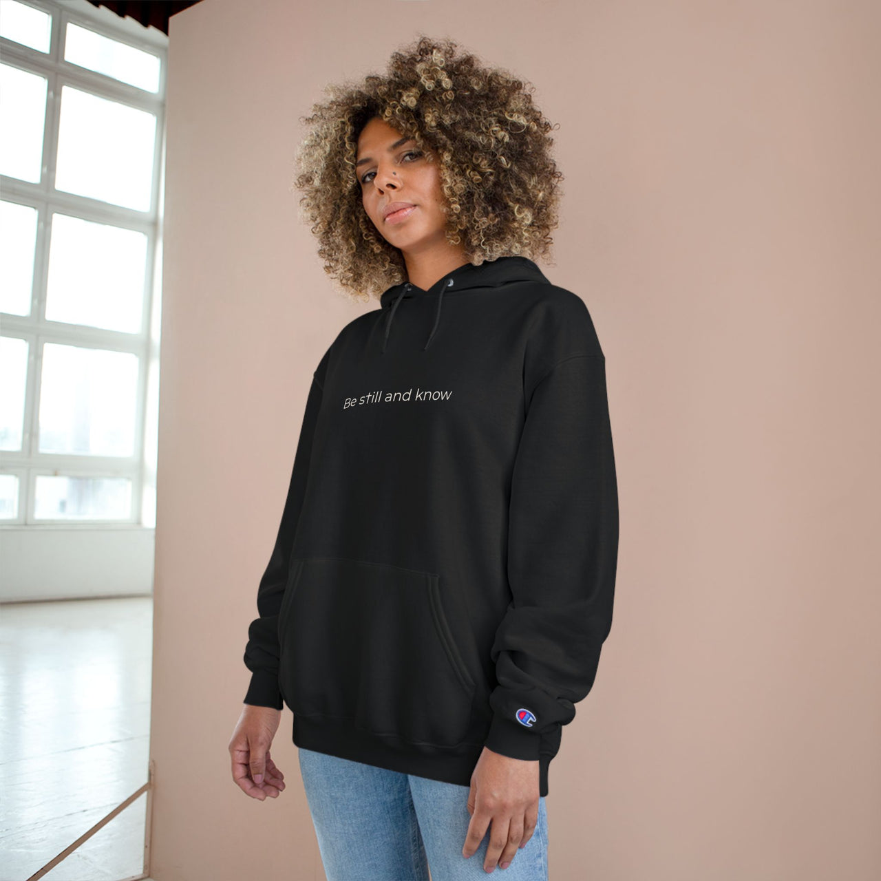 Be Still and Know Hoodie — Minimal Christian Cross Faith Pullover