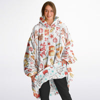 Thumbnail for Christmas Pattern Red Christmas and Winter Cat Oversized Reversible Hoodie