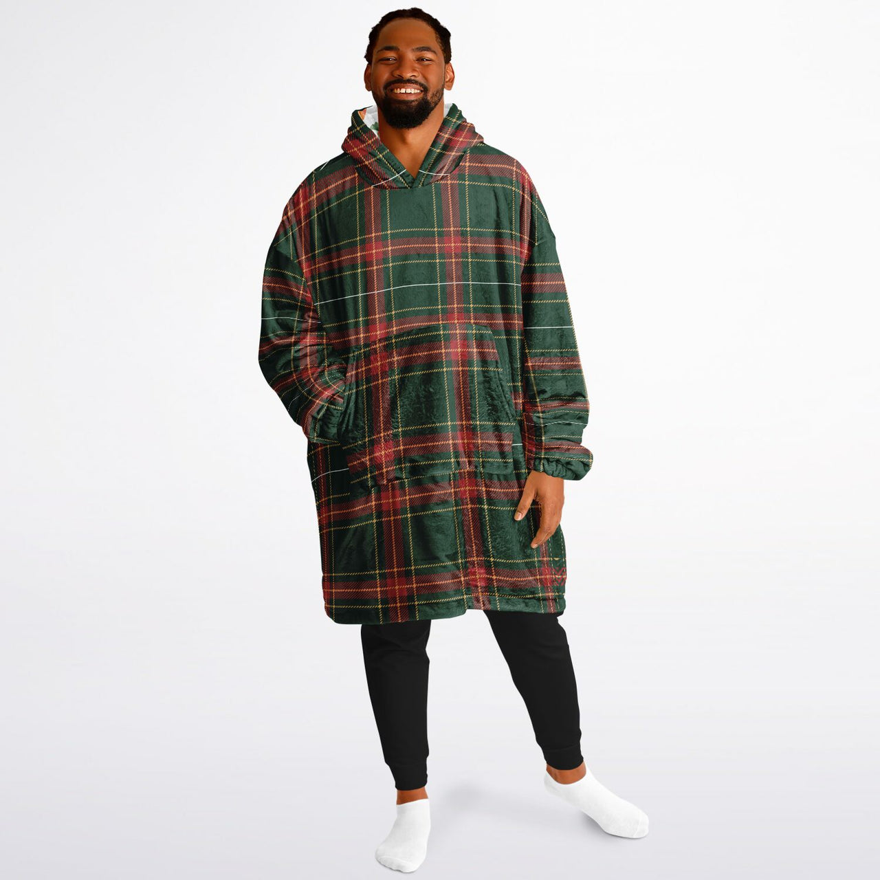 Christmas Pattern Checkered 1 and Red Christmas Oversized Reversible Hoodie