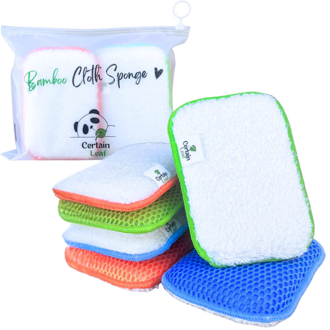 Certain Leaf Bamboo Kitchen Sponge Dish Sponge Pack of 6 Non Scratch Kitchen Cleaning Sponge and Reusable Dish Washing Sponge with Extra Absorbent Long Lasting Durable Scrubber