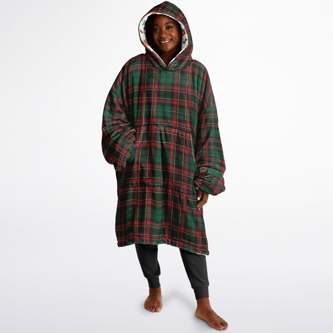 Christmas Pattern Winter Christmas and Checkered 2 Oversized Reversible Hoodie