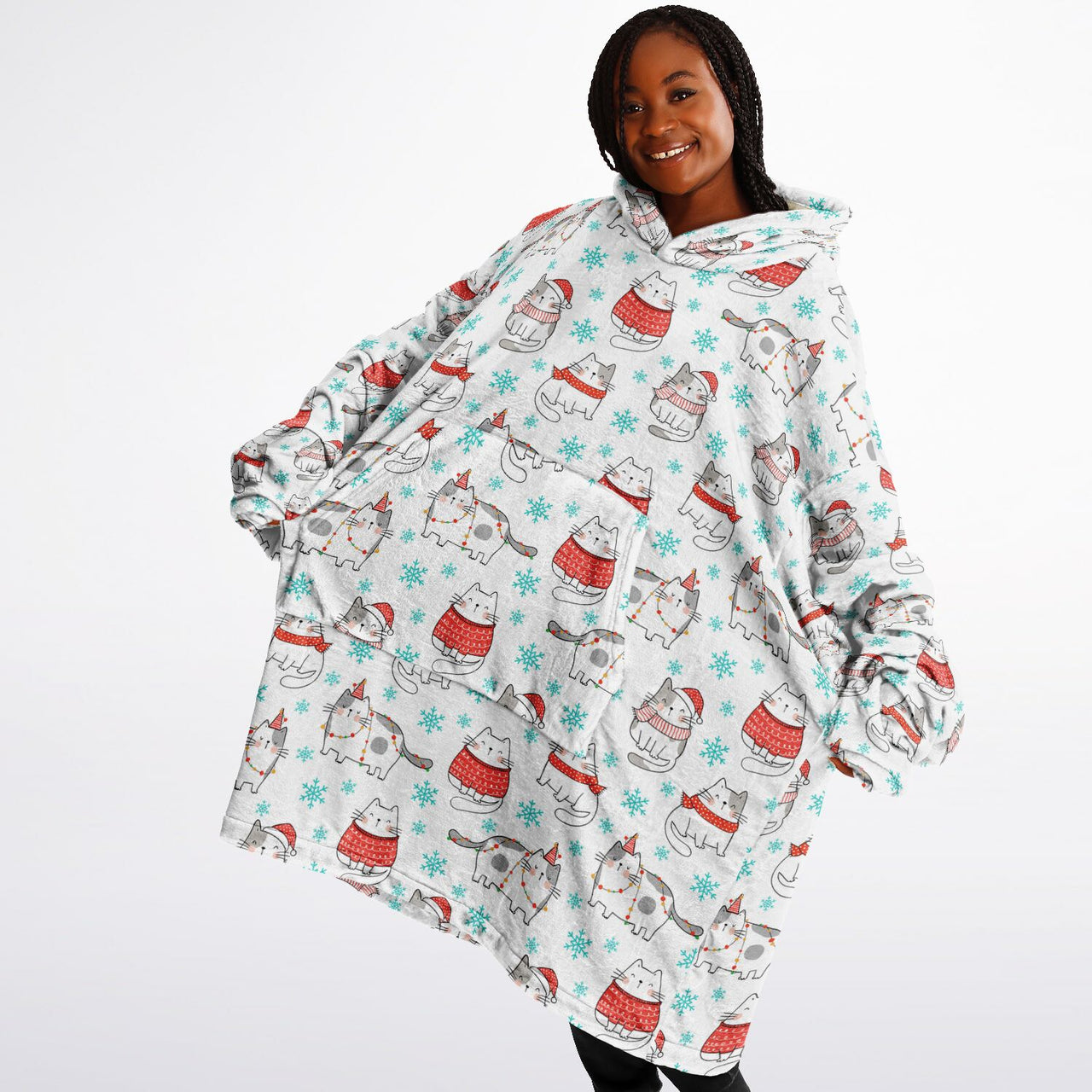 Christmas Pattern Winter Cat Adult Standard Hoodie