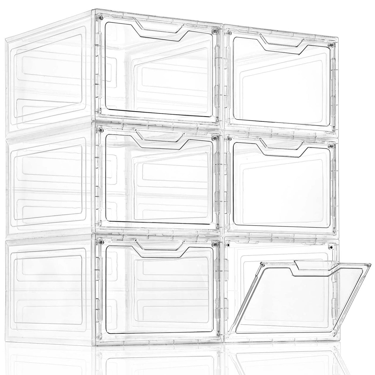 ClearView 6-Pack Stackable Storage Crates with Lids