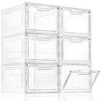 Thumbnail for ClearView 6-Pack Stackable Storage Crates with Lids
