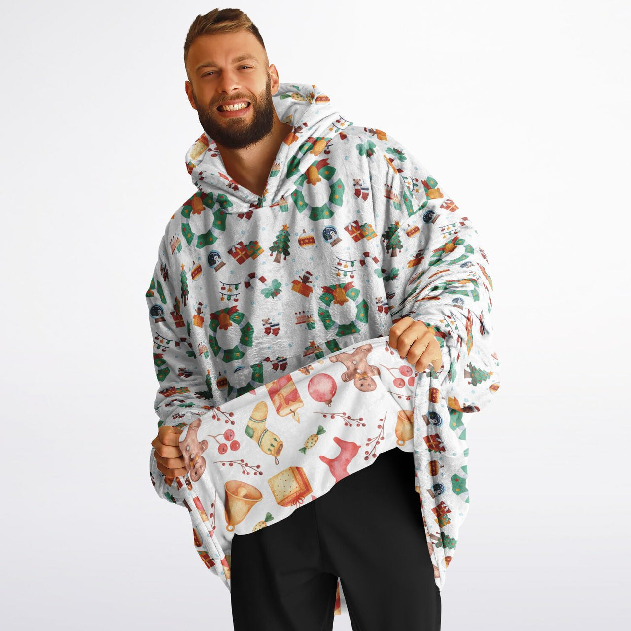 Christmas Pattern Winter Christmas and Red Christmas Oversized Reversible Hoodie