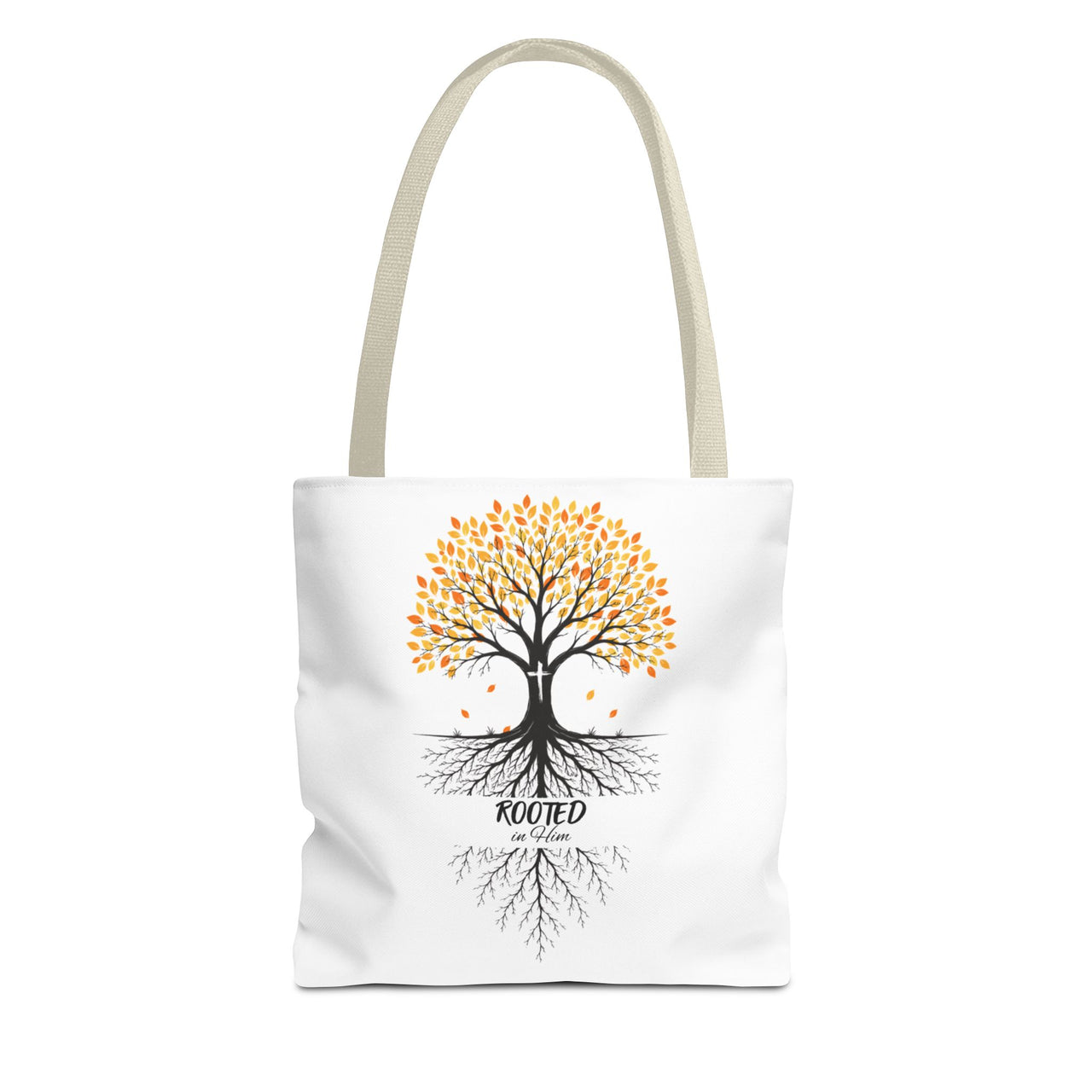 Rooted Tree of Life Autumn Tote Bag — 'ROOTED IN HIM' Canvas Tote