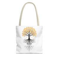 Thumbnail for Rooted Tree of Life Autumn Tote Bag — 'ROOTED IN HIM' Canvas Tote