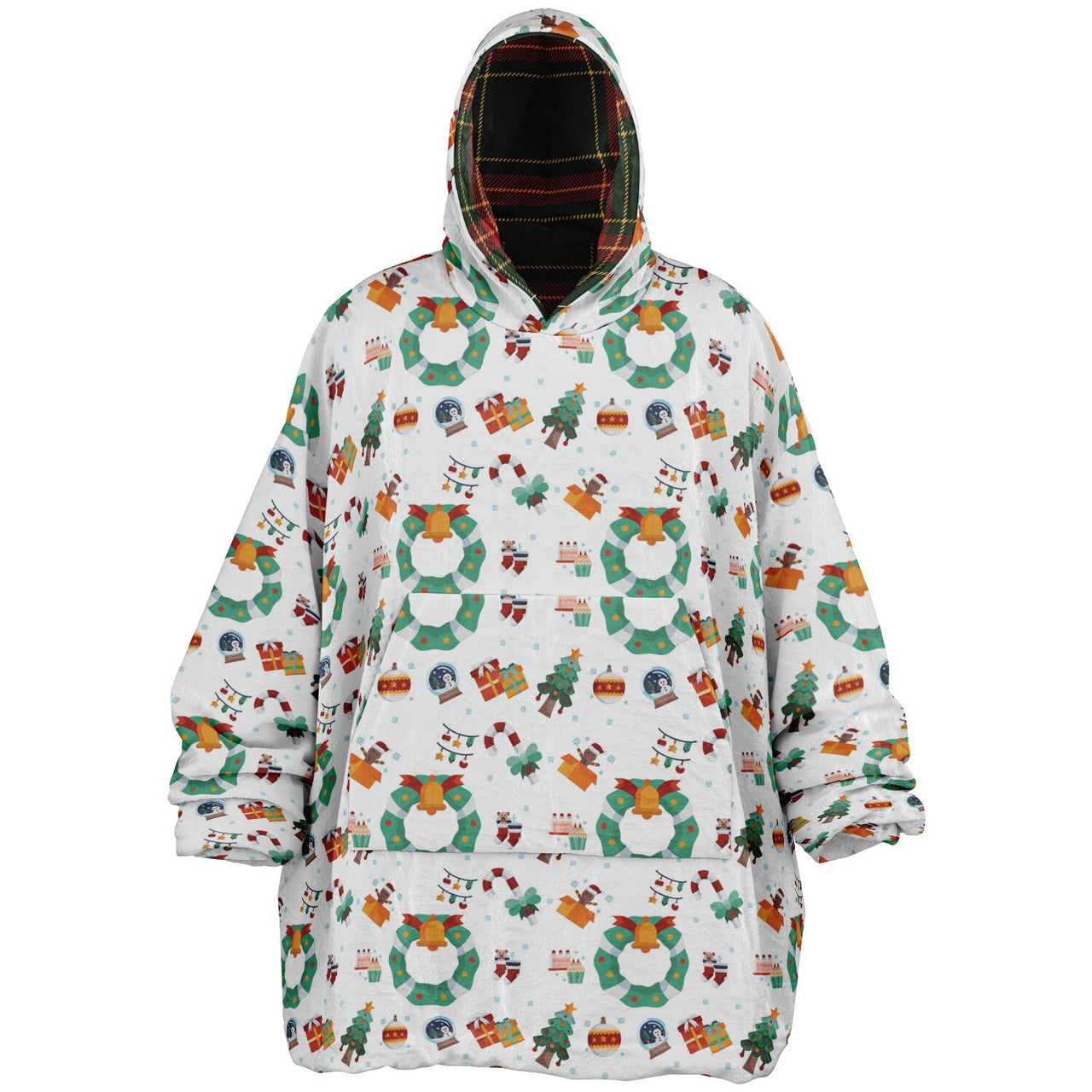 Christmas Pattern Winter Christmas and Checkered 1 Oversized Reversible Hoodie
