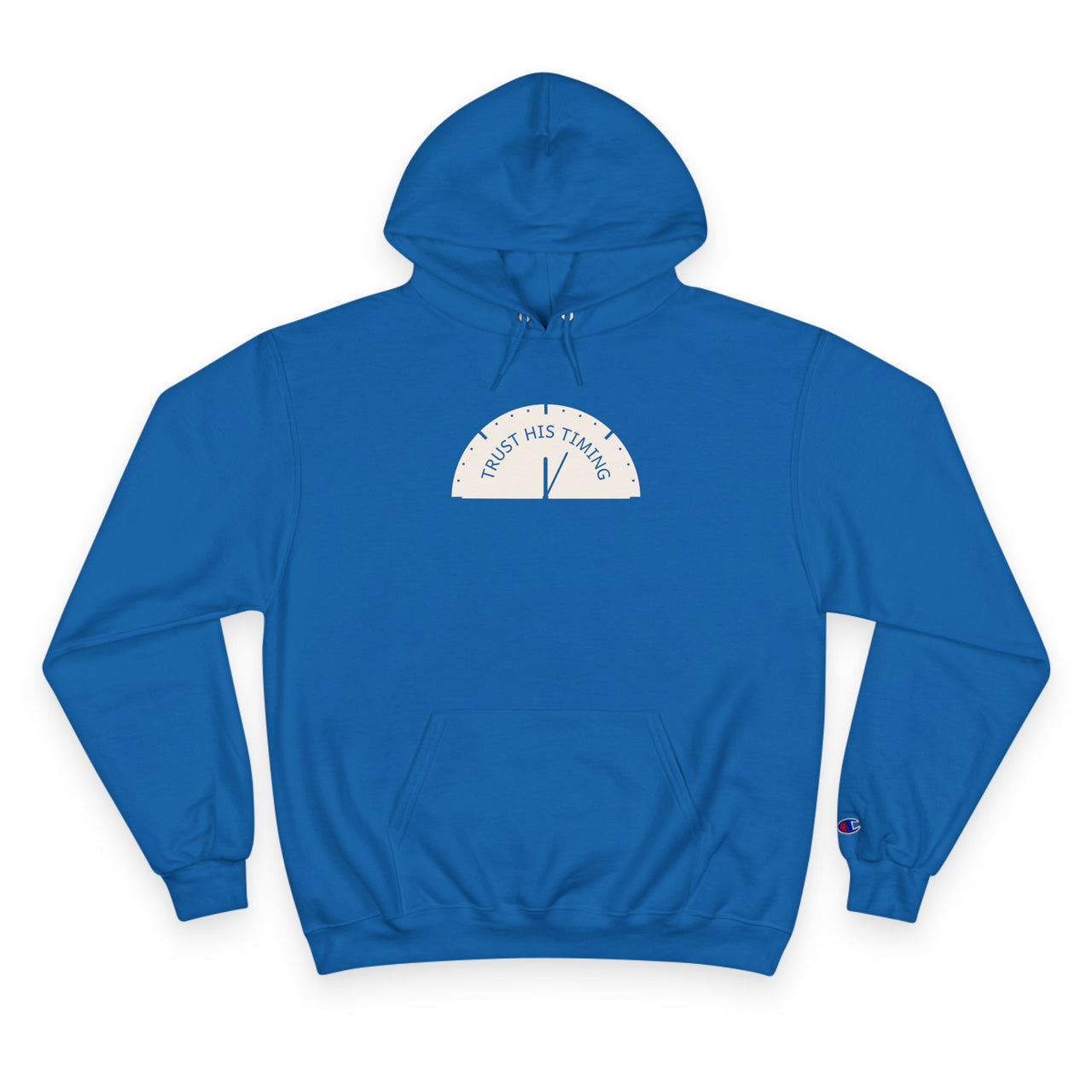 Trust the Timing Hoodie — Minimal White Champion Pullover