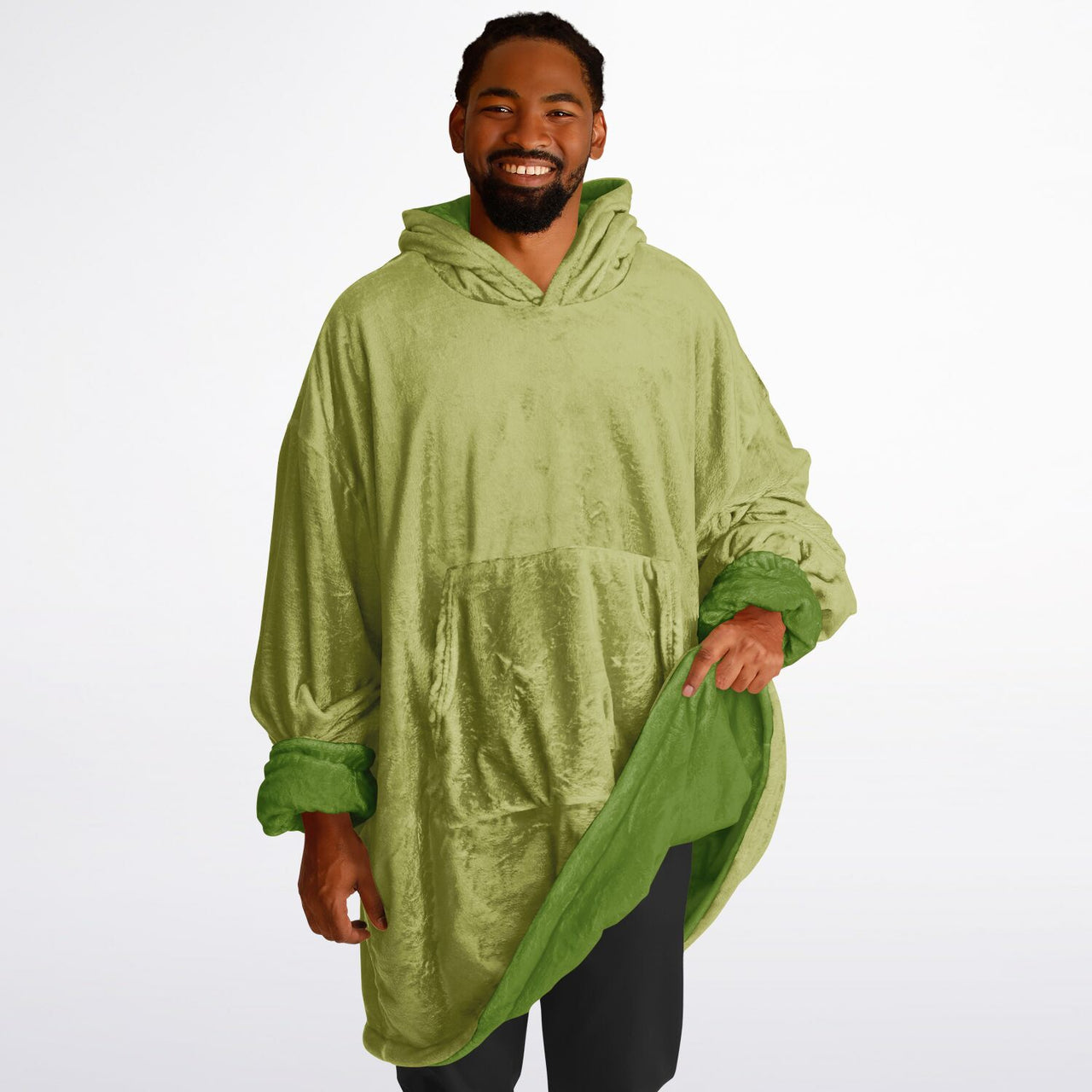 Earthy Tones Olive Green and Olive Drab Oversized Reversible Hoodie