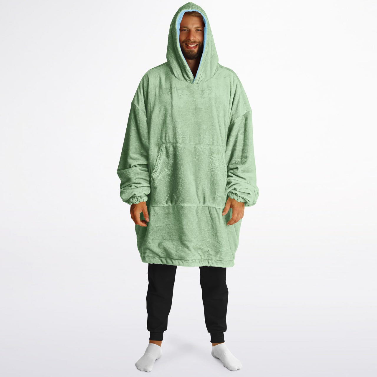 Pastel Pistachio Green and Sky Blue Oversized Reversible Hoodie