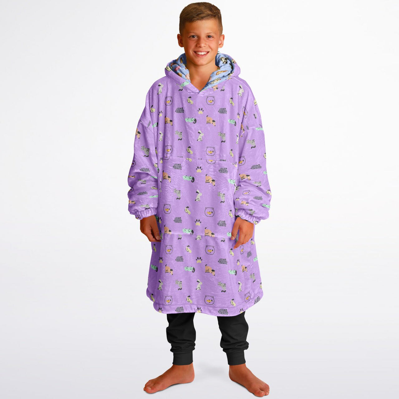 Animal 1 and Animal 2 Pattern Design Oversized Youth Reversible Hoodie