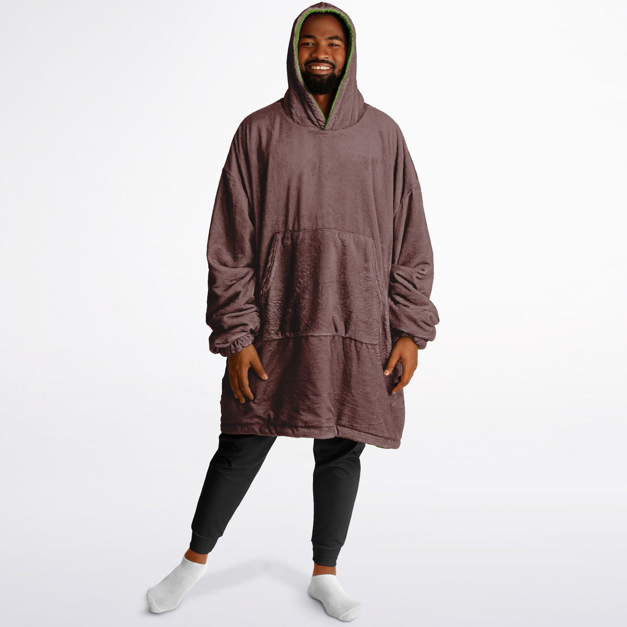 Earthy Tones Olive Drab and Rose Taupe Oversized Reversible Hoodie