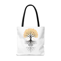 Thumbnail for Rooted Tree of Life Autumn Tote Bag — 'ROOTED IN HIM' Canvas Tote