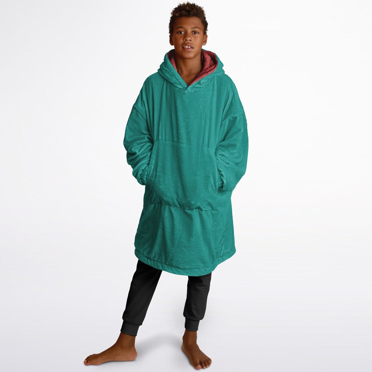 Jewel Opulent Ruby and Emerald Green Youth Reversible Hoodie