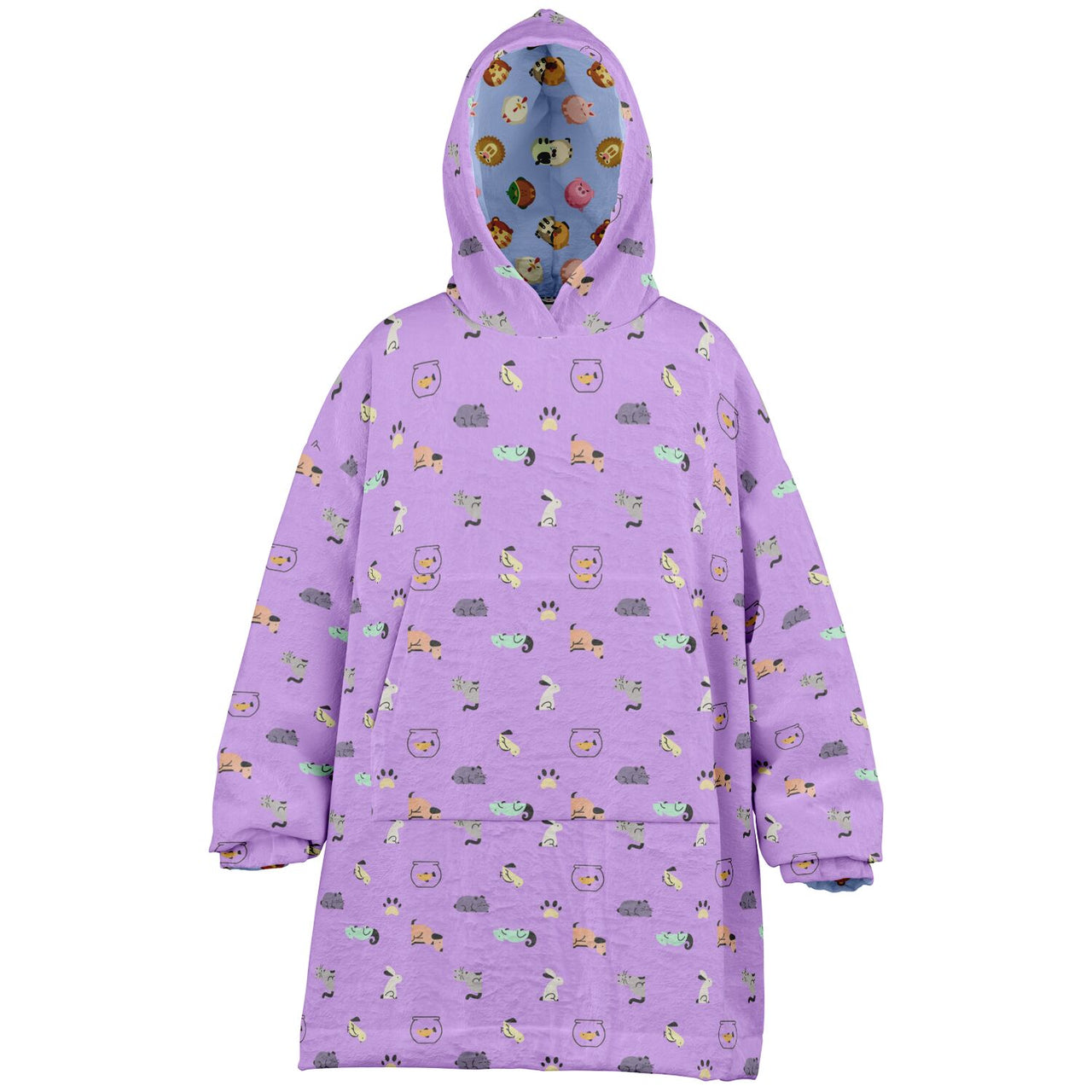 Animal 1 and Animal 2 Pattern Design Oversized Youth Reversible Hoodie
