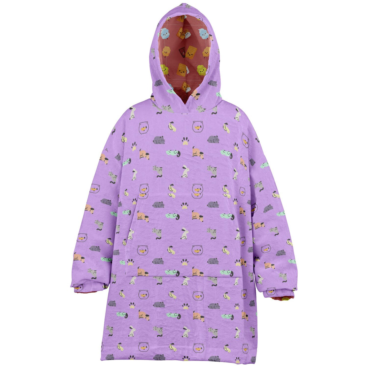 Animal 2 and Smores Pattern Oversized Youth Reversible Hoodie
