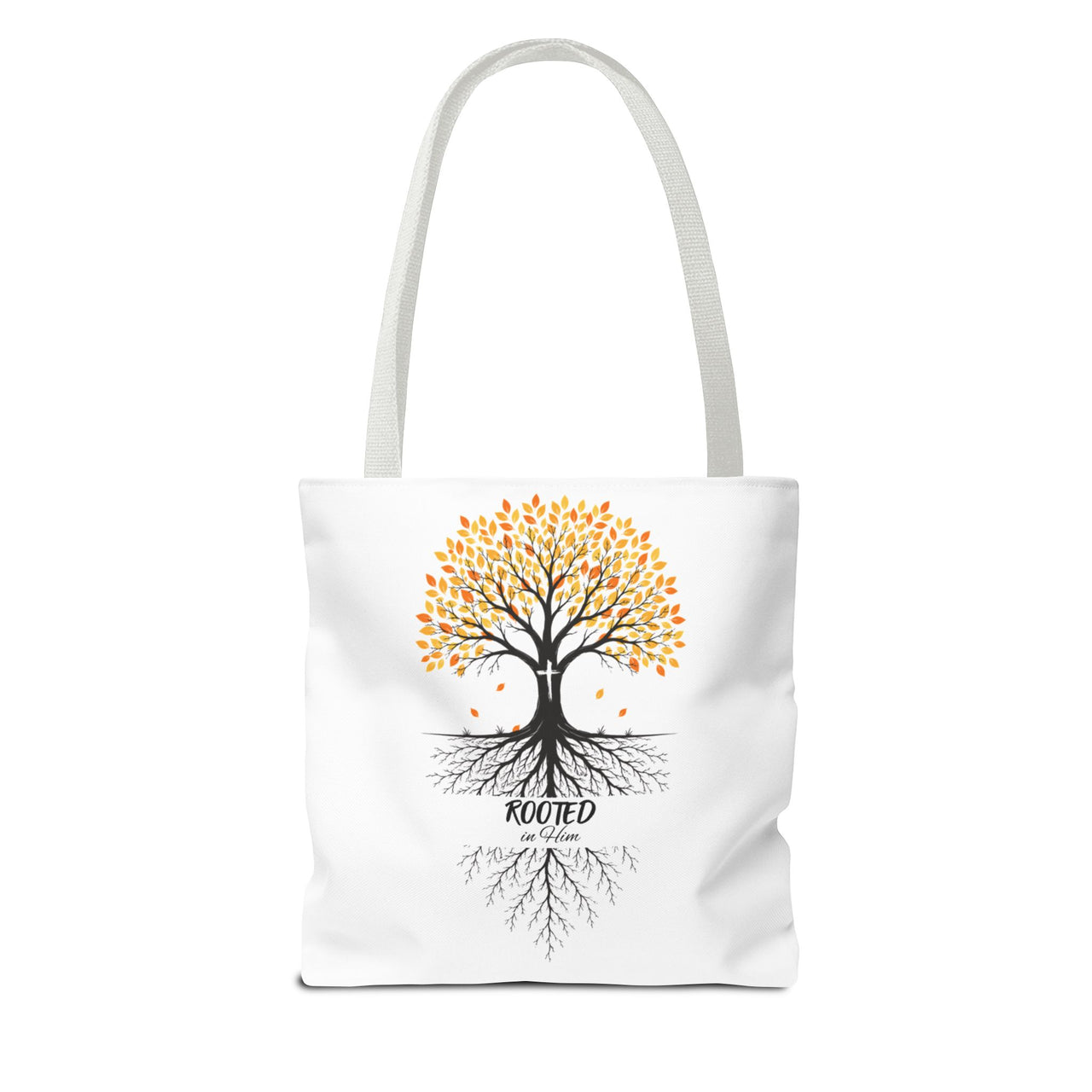 Rooted Tree of Life Autumn Tote Bag — 'ROOTED IN HIM' Canvas Tote