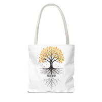 Thumbnail for Rooted Tree of Life Autumn Tote Bag — 'ROOTED IN HIM' Canvas Tote