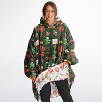 Thumbnail for Green Christmas and Red Christmas Pattern Oversized Reversible Hoodie
